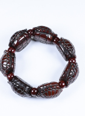 藏式天然西藏牦牛角雕刻龟壳手串