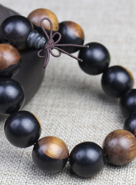 厂家批发黑檀阴阳木手串紫光檀乌