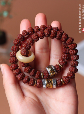 玉化金刚菩提子跑环藏银配饰手串