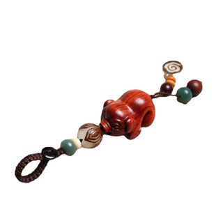 【猪事如意】小叶紫檀血檀小猪木质汽车钥匙扣挂件男女手机钥匙链