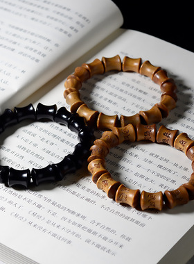 绿檀13mm竹节手串檀木民族风个性