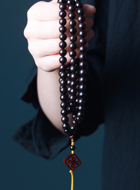 老料金星小叶紫檀手链108颗血檀0