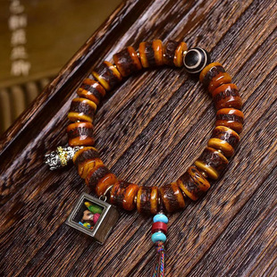 藏区牦牛骨手链回流老料桶珠松石阿呆卡子配饰骆驼骨文玩单圈手串