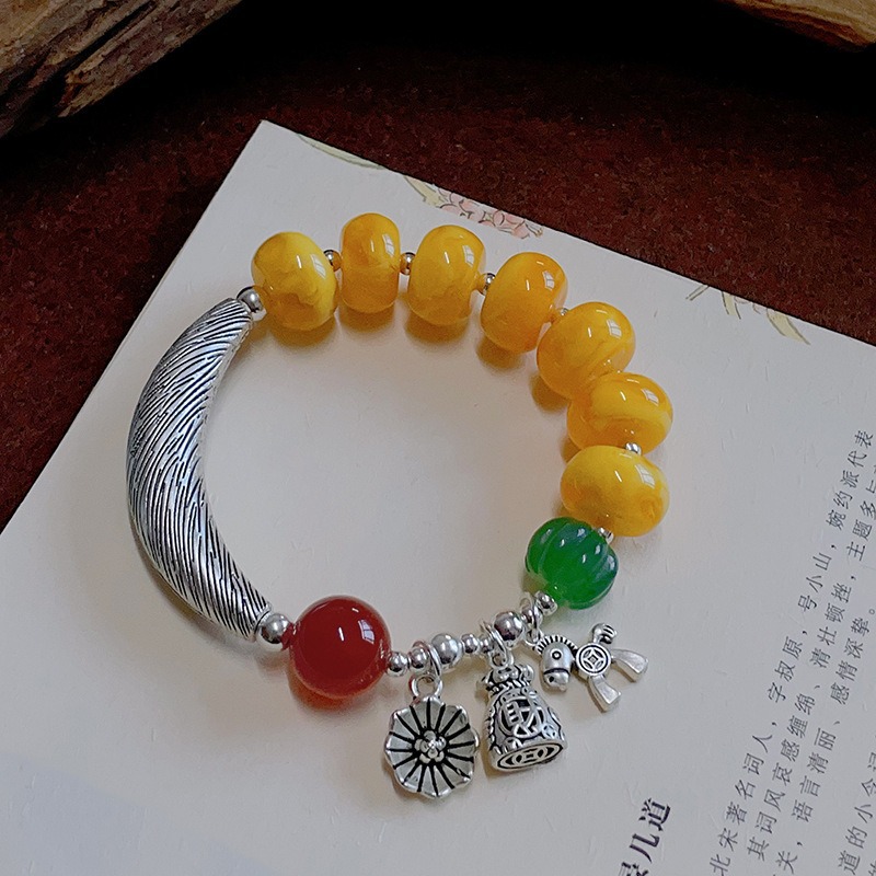 新中式民族风钱袋吉祥花朵串珠手