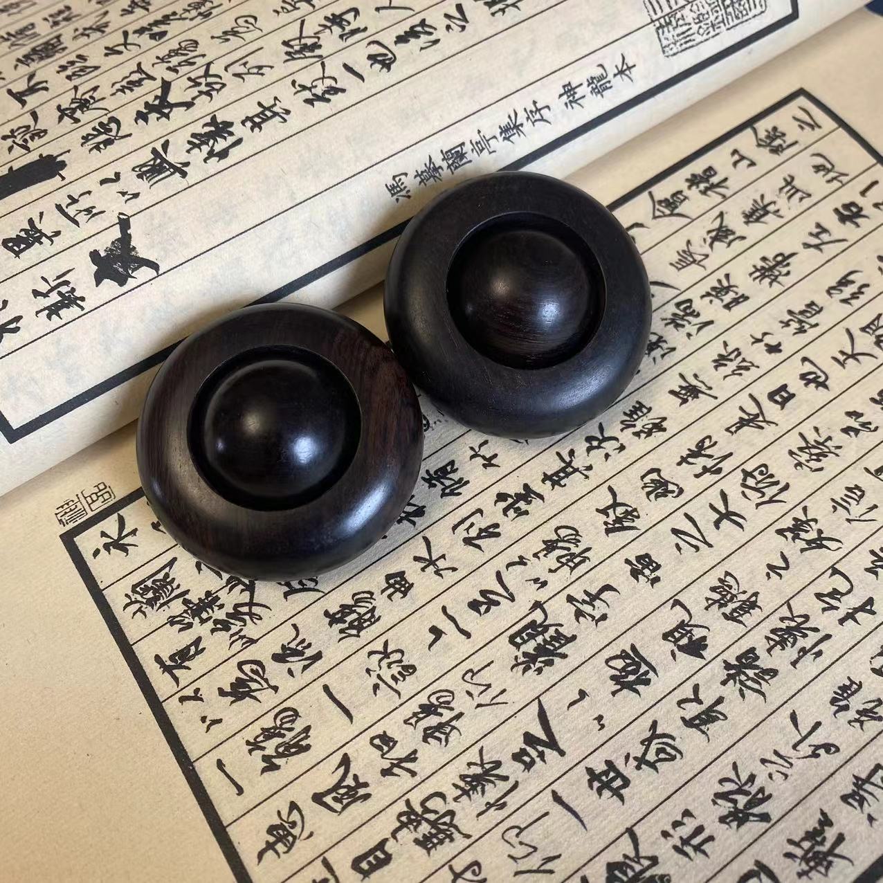 紫光檀手把件 血檀木珠 檀木圆球按摩器 木质手把文玩