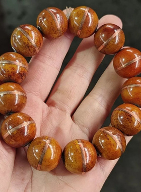 西藏牦牛骨圆珠手串镶嵌骨头珠子