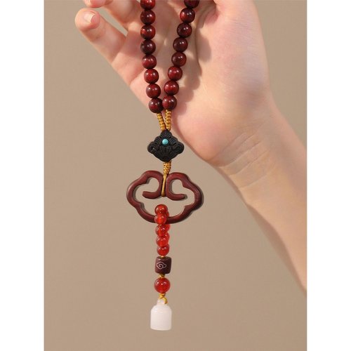 中国风汽车挂件紫檀木锁车内吊饰