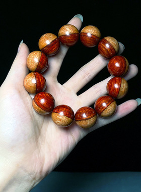 血檀民族风小叶紫檀手串阴阳珠佛