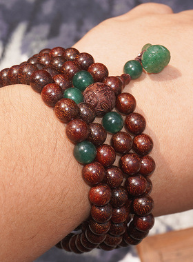 赞比亚血檀手链108颗佛珠手串爆