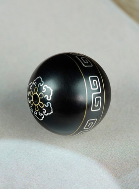 原创黑檀木镶银如意配饰镶嵌回纹