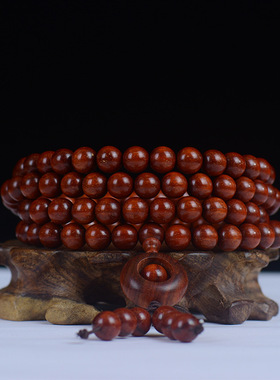 厂家直销鸡血红金星小叶紫檀佛珠
