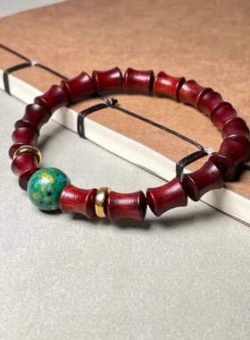 绿檀竹节永夜款夜光跑环女手链紫