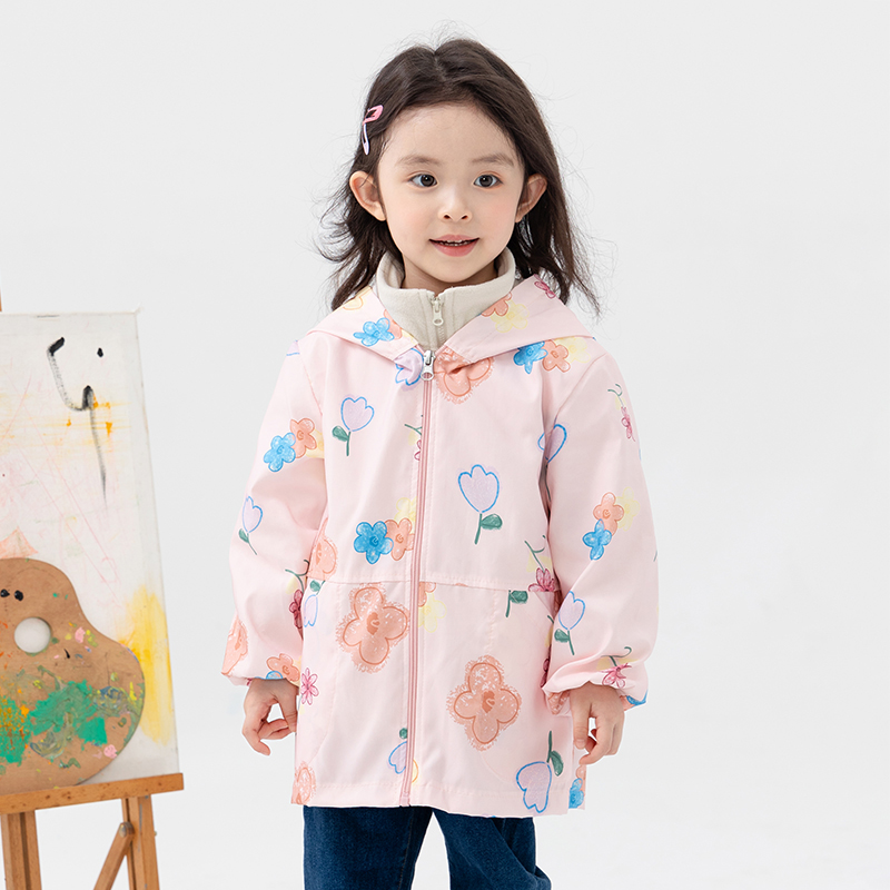 女宝宝罩衣秋冬外穿儿童防水羽绒服防脏外套围裙小孩洋气长袖护衣
