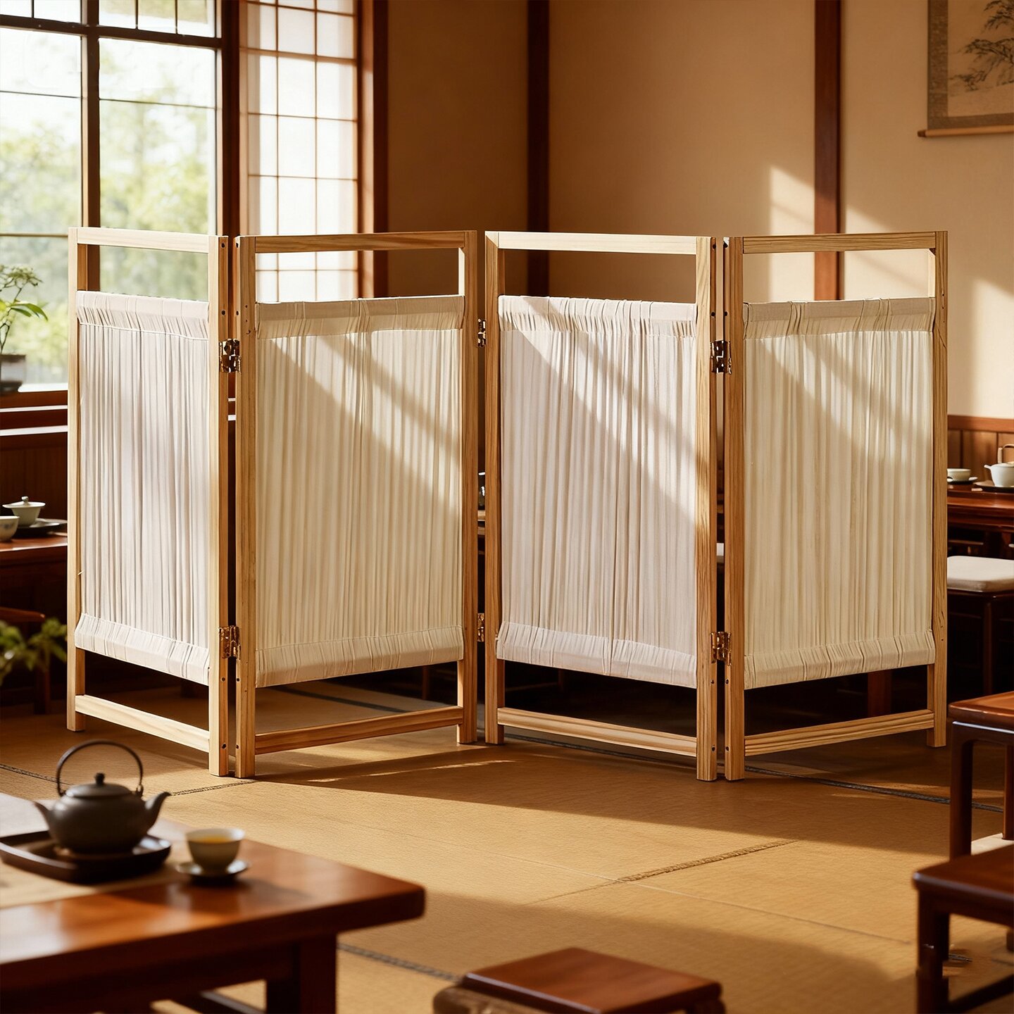 实木矮屏风隔断折叠可移动装饰