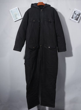 6斤重 一件过冬 超厚三层帆布连身男装黑色防风棉服重磅美式机能
