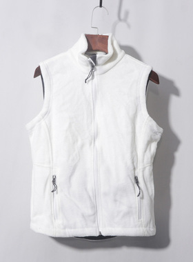 白色摇粒绒马甲立领宽松保暖外套摇粒绒休闲简约马甲软糯舒服！