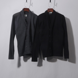 男装 翻领毛衣双排扣开衫外套