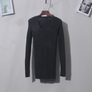 太修饰脖颈了 含羊毛 圆领灰色针织上衣打底针织衫