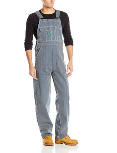 男装重磅帆布工装条纹直筒背带裤连体服牛仔裤纯棉高腰纯色大码