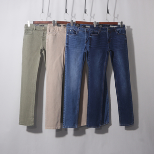 小口袋斜线造型直筒高个子烟管裤女加长牛仔裤高腰显瘦窄版阔腿裤