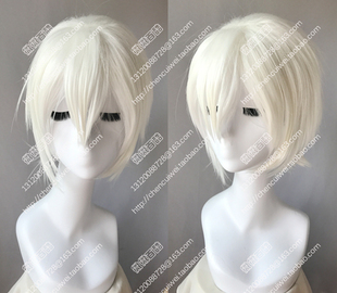 cosplay假发 火影忍者 紫苑 水月 死神 市丸银 白色收脸翻翘短发