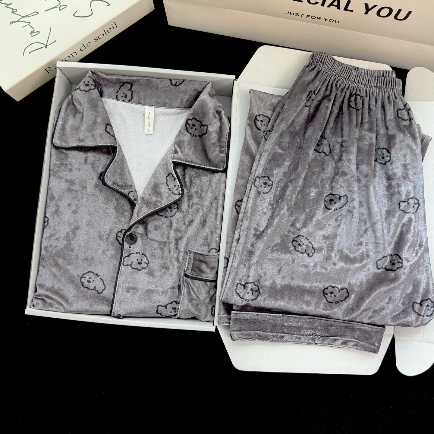 秋冬季金丝绒睡衣男生卡通小狗简约青少年2025年新款金钻绒家居服