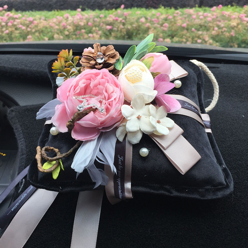 车载方形除甲醛可爱蓝色蕾丝布艺