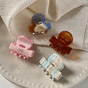 春夏新款 醋酸抓夹少女后脑勺鲨鱼夹马尾小众半扎发高级感百搭发饰