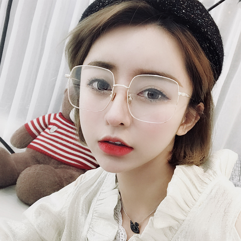 网红同款眼镜框女ins大框方形平光镜长圆脸装饰眼镜架近视眼睛潮