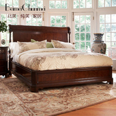 FINE精制纯正美式 实木床1.8米主卧复古弧形雪橇双人床别墅婚大床