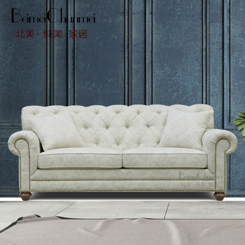 伊森艾伦查德威克暗纹布艺纯实木客厅高档现代美式休闲三人位沙发