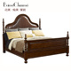 高端美式 仿古做旧奢华2.2米大床家具定做全真皮实木雕花皮床1.8m