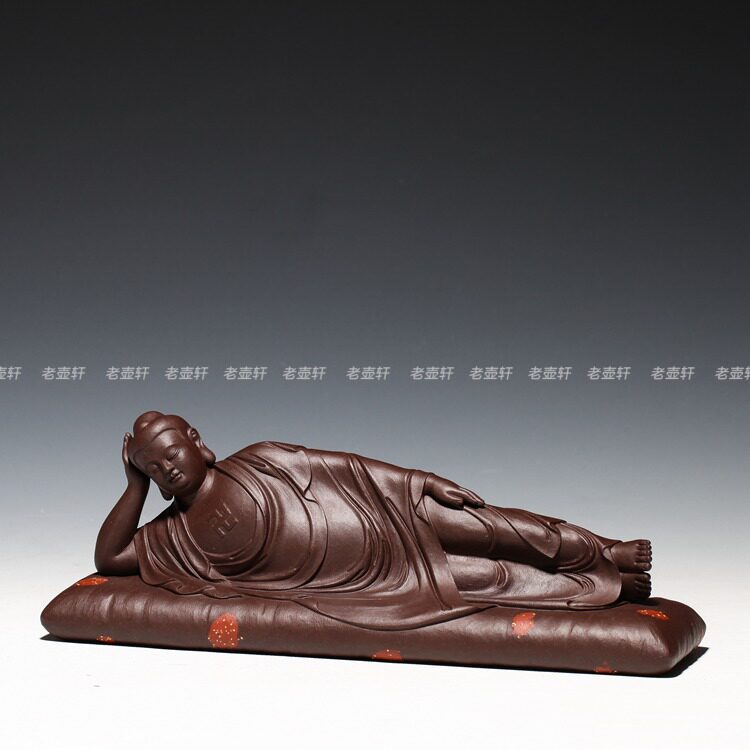 老壶轩 宜兴紫砂茶宠雕塑 实力陶手郭栋制【吉祥卧佛】包真 摆件