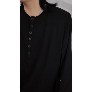 purposeful 超帅慵懒感T恤垂感针织衫黑色长袖T恤