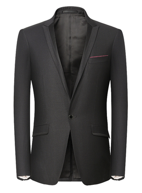 鸟家黑色西装男时尚商务戗驳领青年绅士春秋款西服外套86017