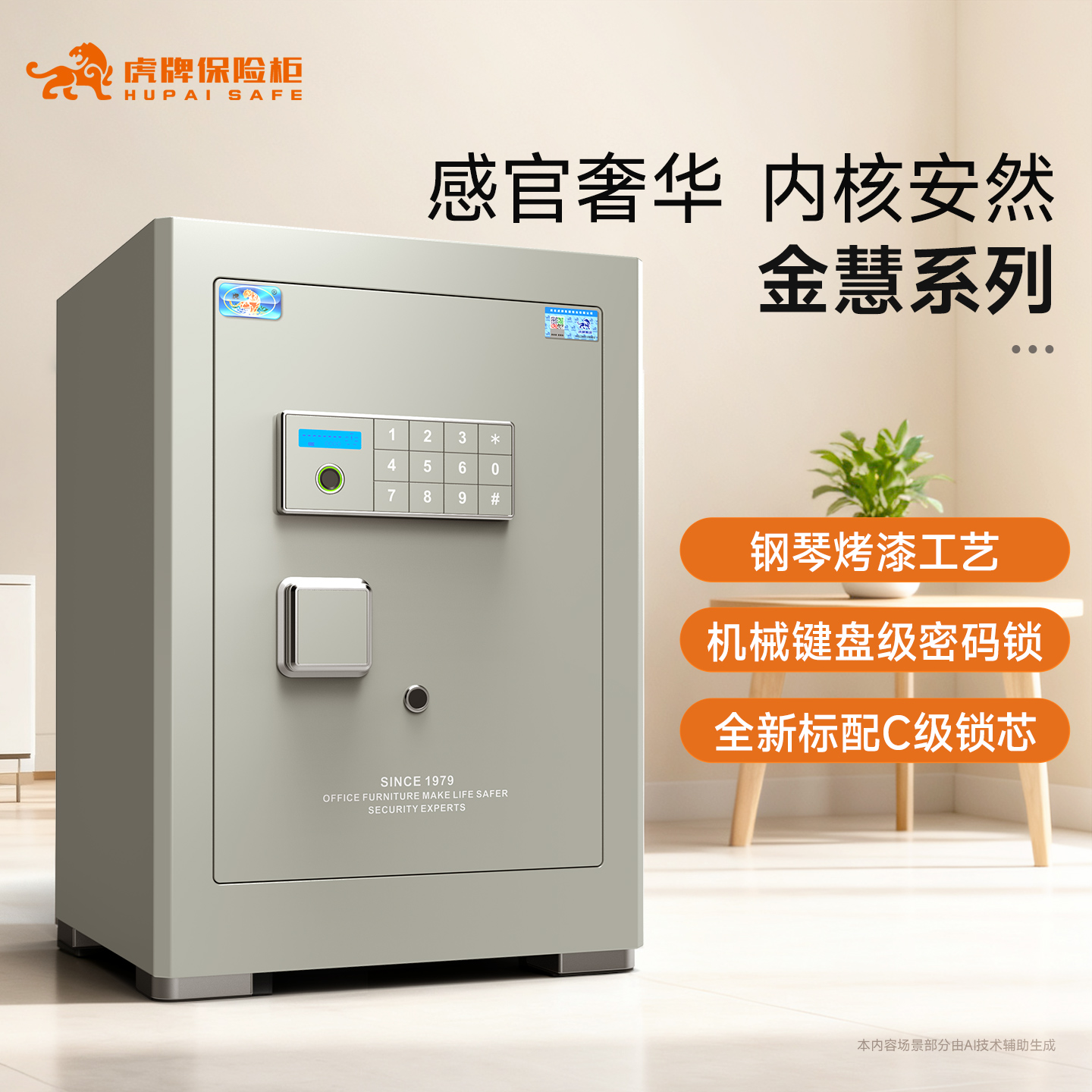 虎牌保险柜 家用小型50/60/70/80cm指纹密码WiFi智控精品箱C级锁芯虚位密码加厚防盗防撬烤漆2025新品