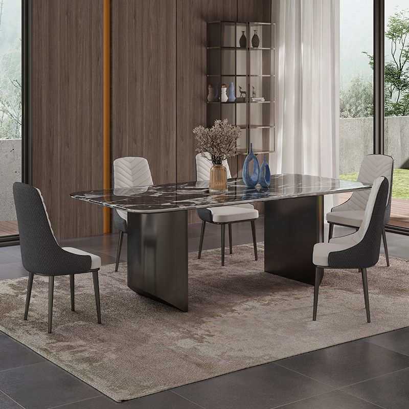 高端微晶石餐桌现代简约长方形轻奢家用超晶石奢石岩板吃饭桌子