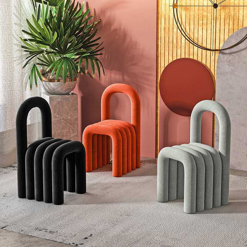 北欧个性异型弯管椅设计师创意靠背餐椅酒店卧室绒布梳妆椅洽谈椅,3C数码配件,USB灯,淘宝优惠券,粉丝福利购,淘宝优惠卷