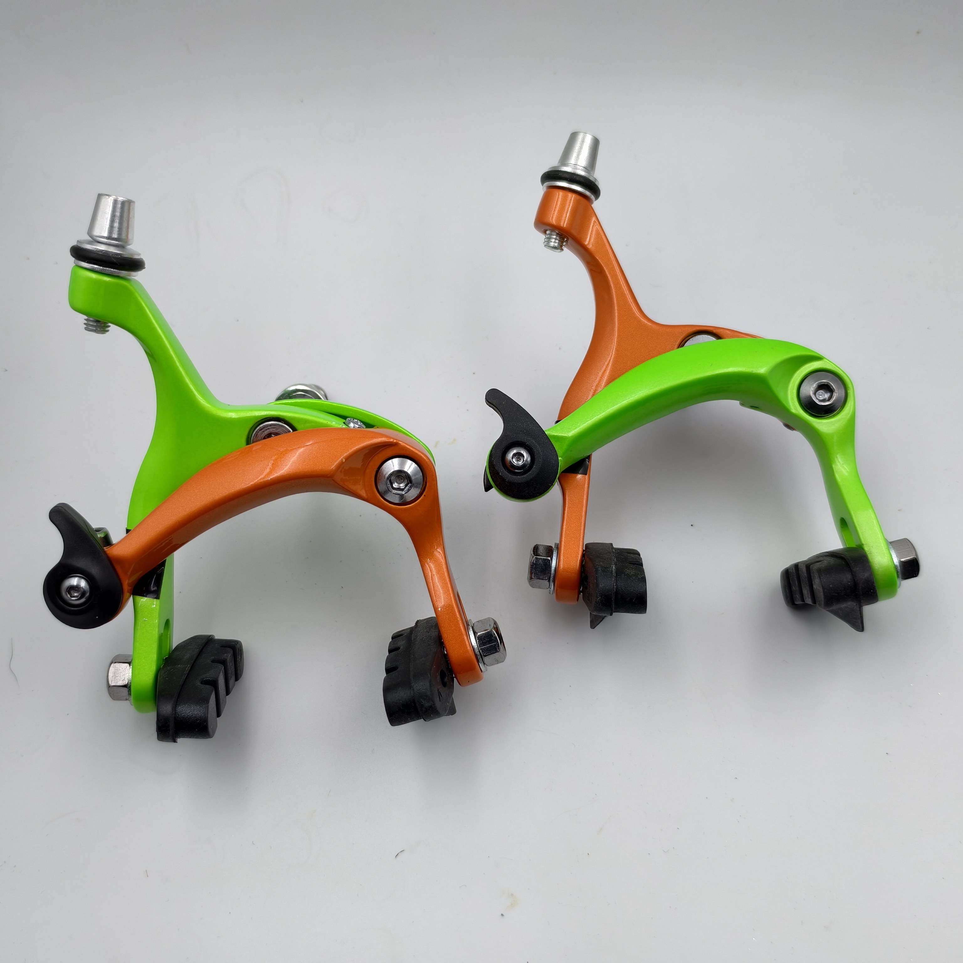 自行车台厂品牌公路死飞刹车夹C夹 自行双轴铝合金刹车器绿/桔色