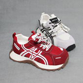 百搭休闲运动鞋 2026春季 女春季 透气老爹鞋 新款 红色厚底阿甘鞋