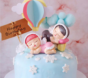 睡宝天使男女宝宝睡姿抱枕可爱男孩女孩生日蛋糕装饰摆件公仔烘焙