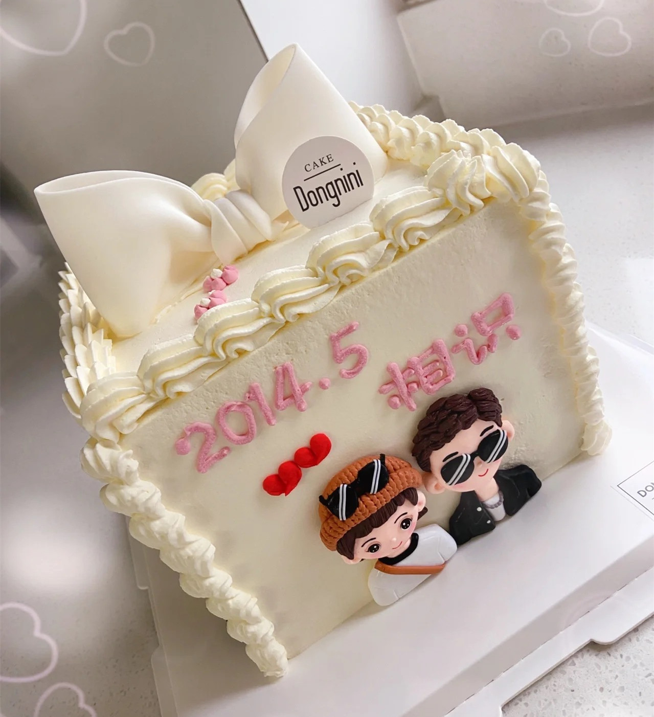 七夕情人节情侣结婚纪念日方形蛋糕装饰摆件软陶一家三口四口插件