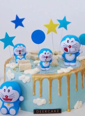 机器猫塑料儿童玩具公仔生日蛋糕