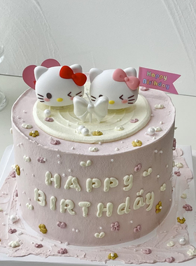软胶粉色红色KT猫头蛋糕装饰摆件凯蒂猫kitty猫女孩女生生日插件