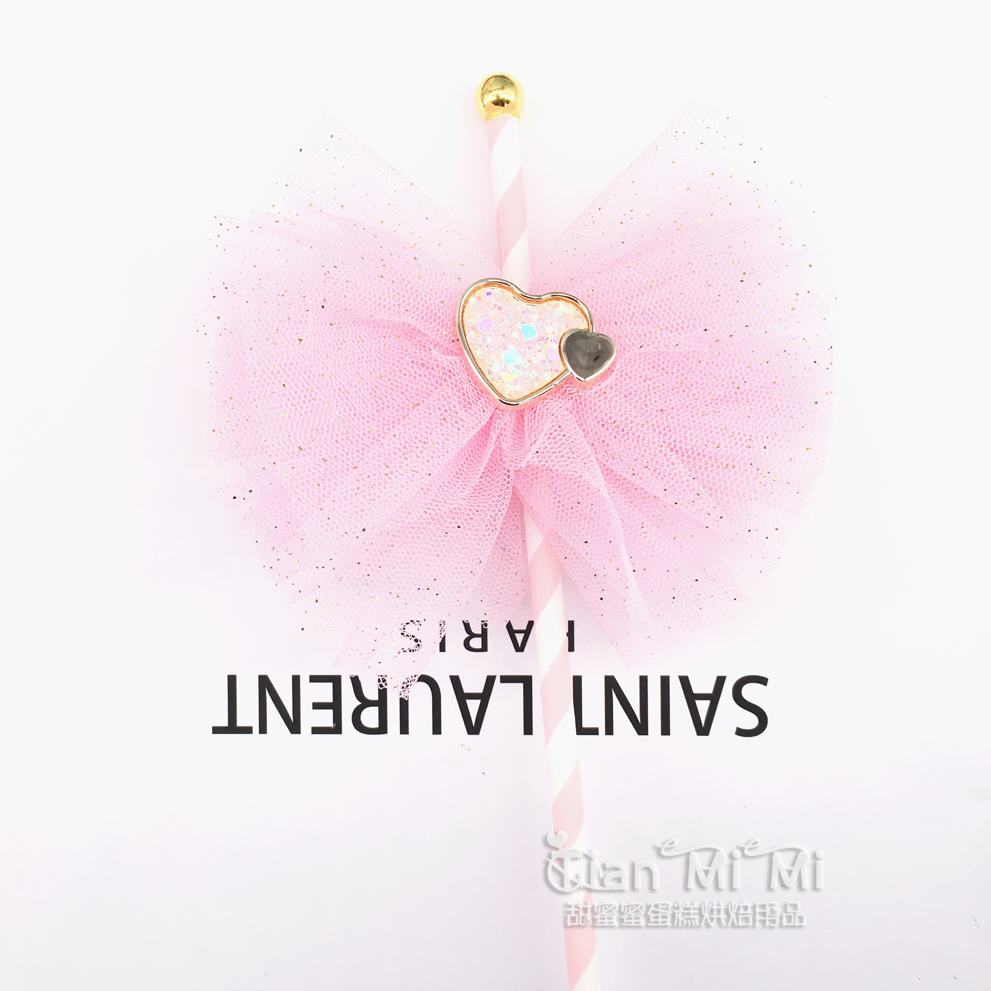 唯美少女粉色网纱蝴蝶结蛋糕装饰