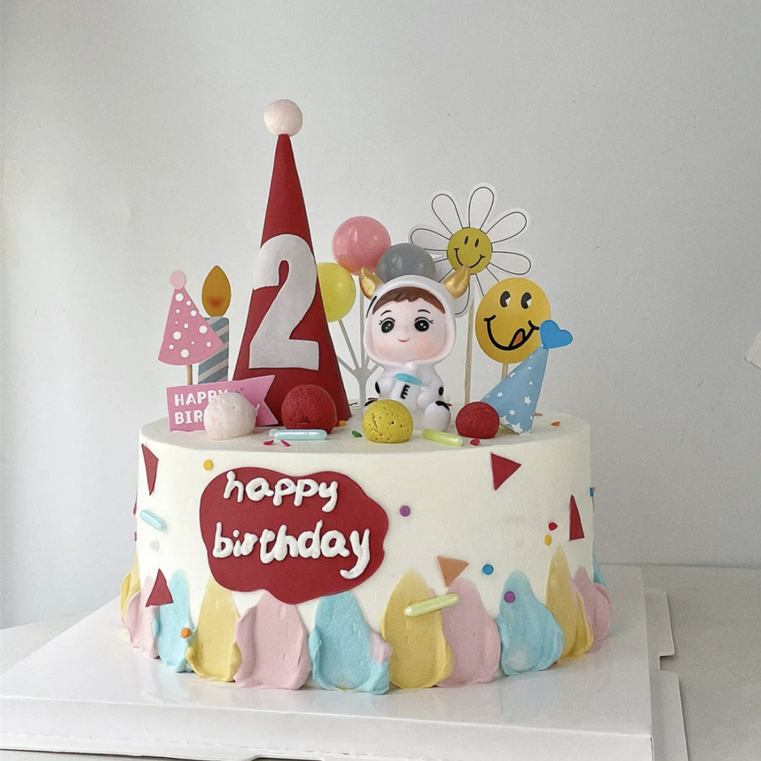 牛宝宝2岁生日蛋糕装饰摆件2周岁男孩女孩插件甜品台布置小牛插件