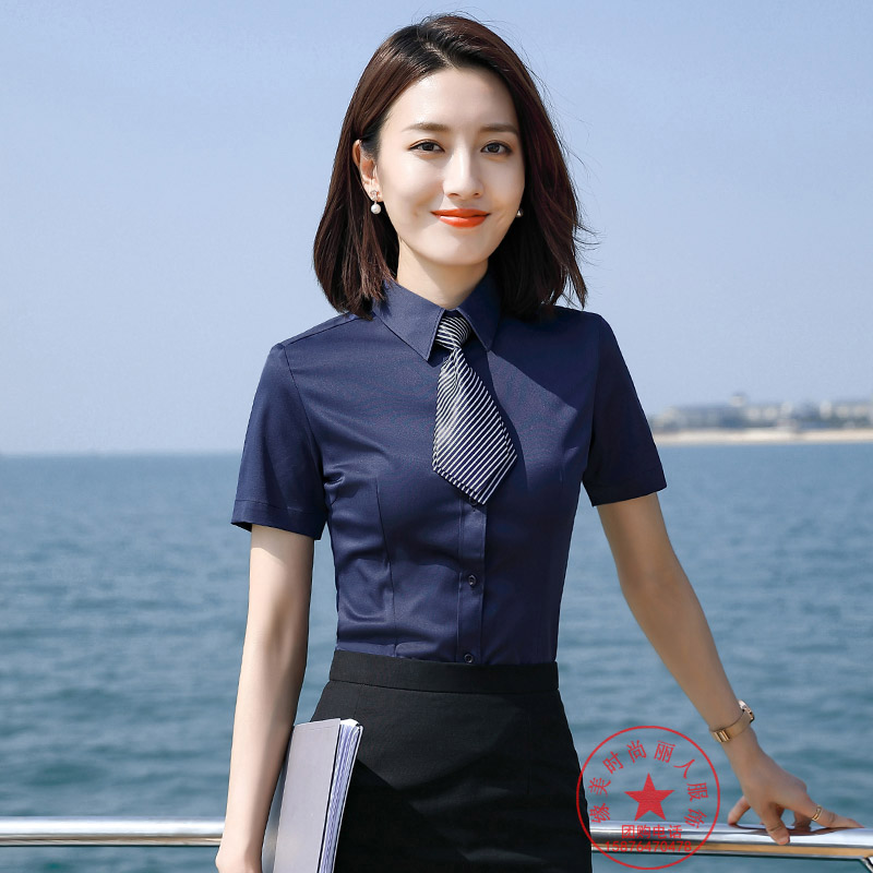 职业衬衫女短袖夏季酒店工作服