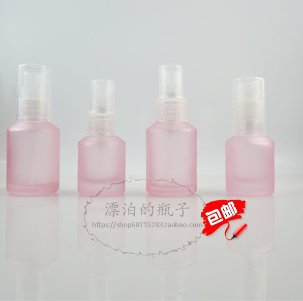 2个包邮漂亮60ML125毫升淡粉精油瓶玻璃瓶配雾喷 .乳喷 化妆工具