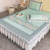 床裙款 乳胶冰丝凉席三件套公主夏季 透气空调软席子折叠可水洗家用