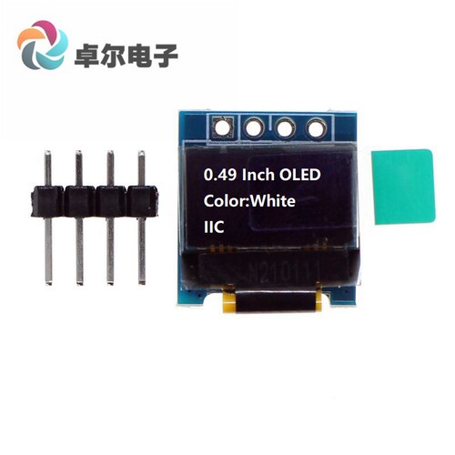 0.49寸 4针 OLED显示屏SSD1306液晶屏 白色 IIC接口模块